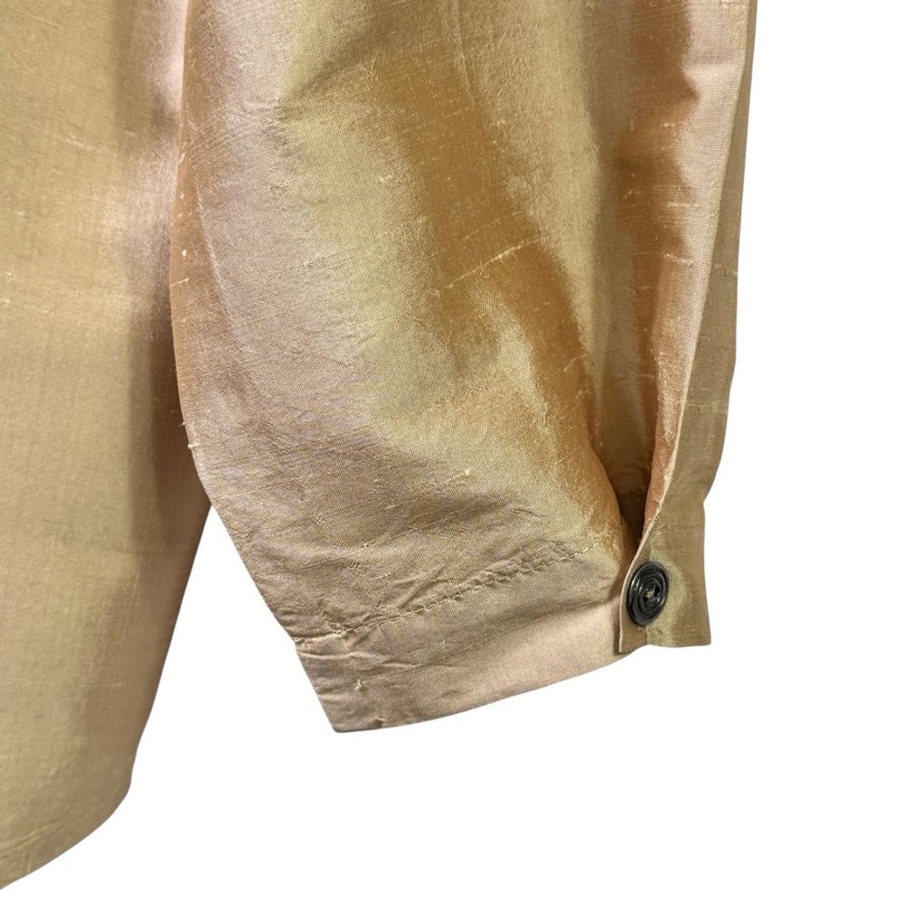 FLAX Gold Raw Silk Shirt with buttoned collar - Picture 5 of 13